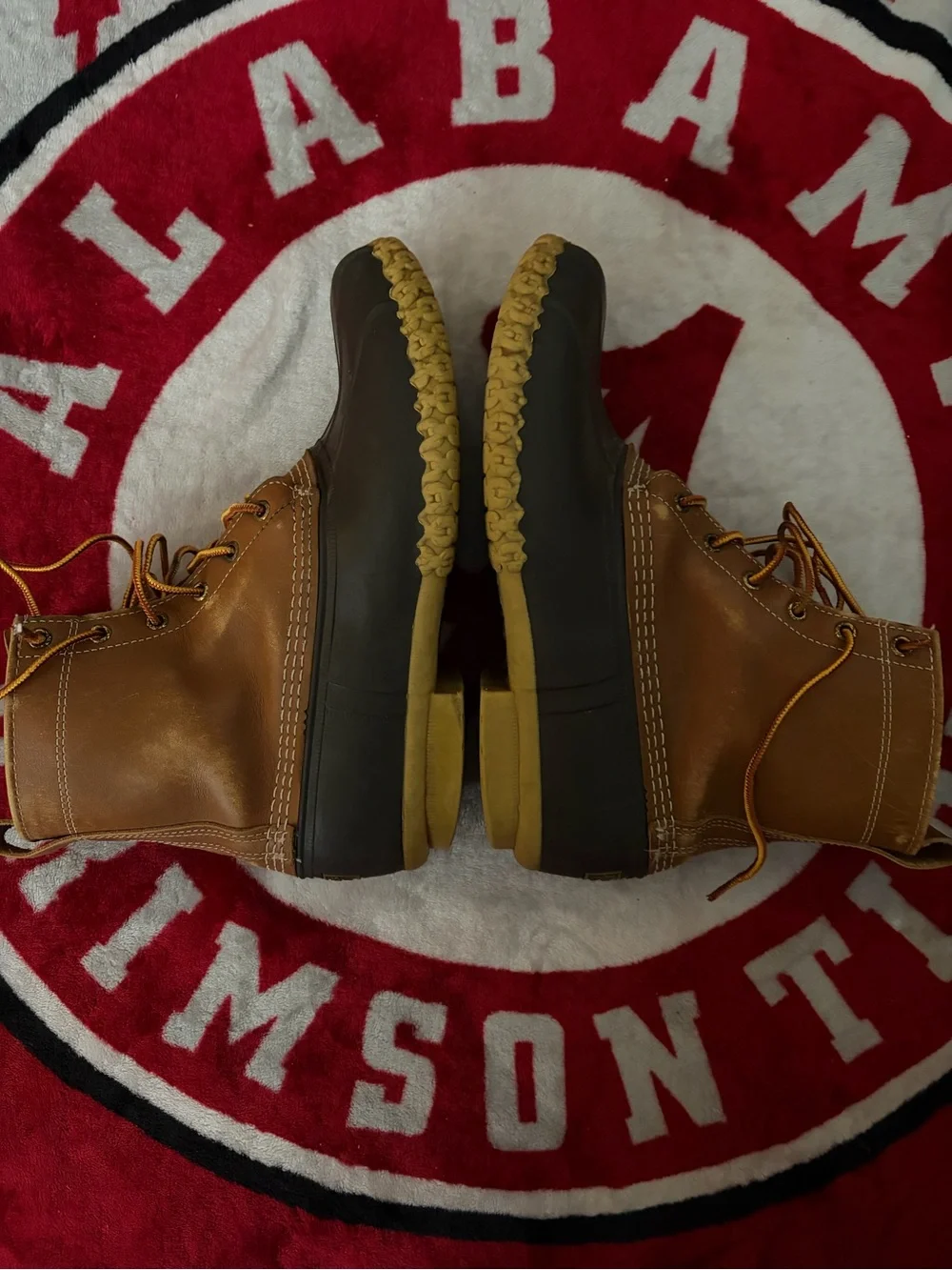 LL bean brown leather duck boot